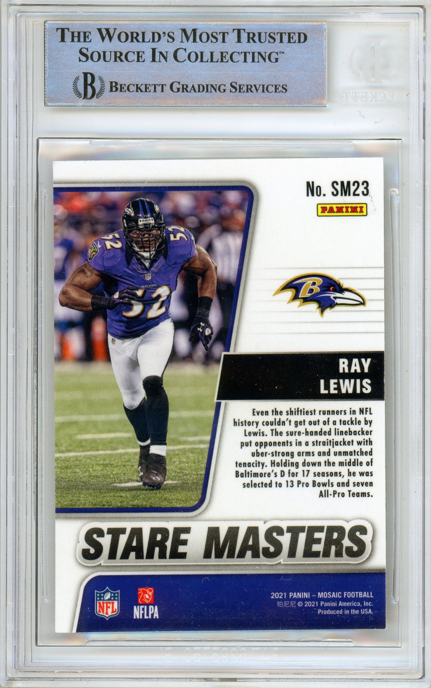 2021 Panini Mosaic Stare Masters #23 Ray Lewis Ravens BGS Autograph 10