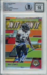2021 Panini Mosaic In It to Win It Silver #12 Ray Lewis Ravens BGS Autograph 10