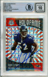 2021 Panini Mosaic Holofame Red #1 Ray Lewis Ravens BGS Autograph 10