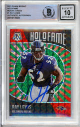 2021 Panini Mosaic Holofame Green #1 Ray Lewis Ravens BGS Auto 10