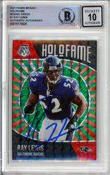 2021 Panini Mosaic Holofame Green #1 Ray Lewis Ravens BGS Auto 10