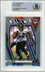 2021 Panini Mosaic Will to Win #17 Ray Lewis Ravens BGS Autograph 10