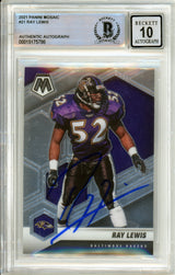 2021 Panini Mosaic #21 Ray Lewis Baltimore Ravens BGS Autograph 10