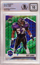 2021 Panini Mosaic Green #21 Ray Lewis Baltimore Ravens BGS Autograph 10
