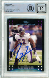 2007 Topps #268 Ray Lewis Baltimore Ravens BGS Auotgraph 10