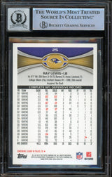 2012 Topps #25 Ray Lewis Baltimore Ravens BGS Autograph 10