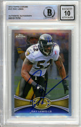 2012 Topps Chrome #121 Ray Lewis Baltimore Ravens BGS Autograph 10