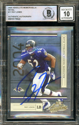 2004 Absolute Memorabilia Retail #11 Ray Lewis Ravens BGS Autograph 10