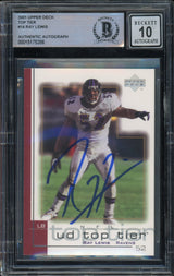 2001 Upper Deck Top Tier #14 Ray Lewis Baltimore Ravens BGS Autograph 10