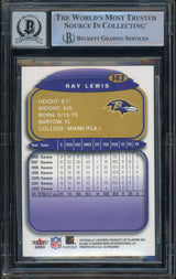 2003 Fleer Ultra #143 Ray Lewis Baltimore Ravens BGS Autograph 10