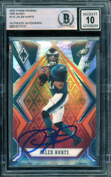 2020 Panini Phoenix Fire Burst #114 Jalen Hurts RC Eagles BGS Auto 10