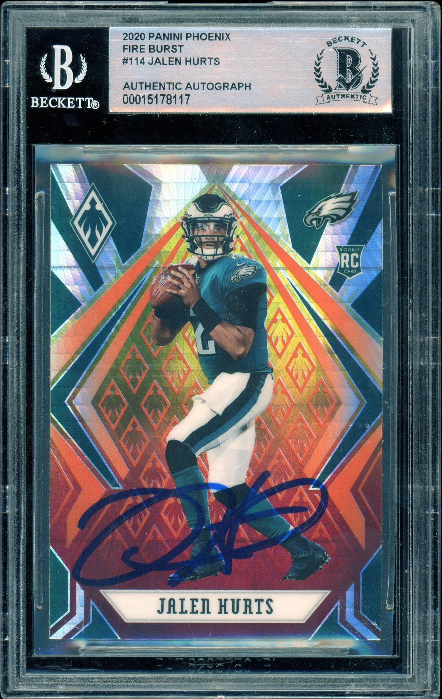 2020 Panini Phoenix Fire Burst #114 Jalen Hurts RC Eagles BGS Auto