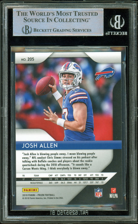 2018 Panini Prizm #205 Josh Allen RC Bills BGS Autograph