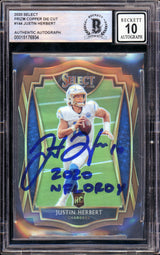 2020 Select Prizm Copper Die-Cut #144 Justin Herbert RC 348/355 Chargers BGS Autograph 10