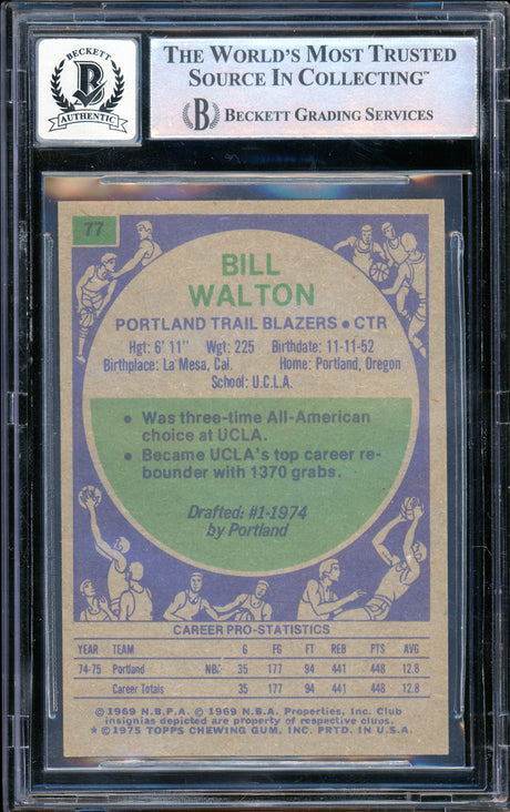1975-76 Topps #77 Bill Walton BGS Autograph 10
