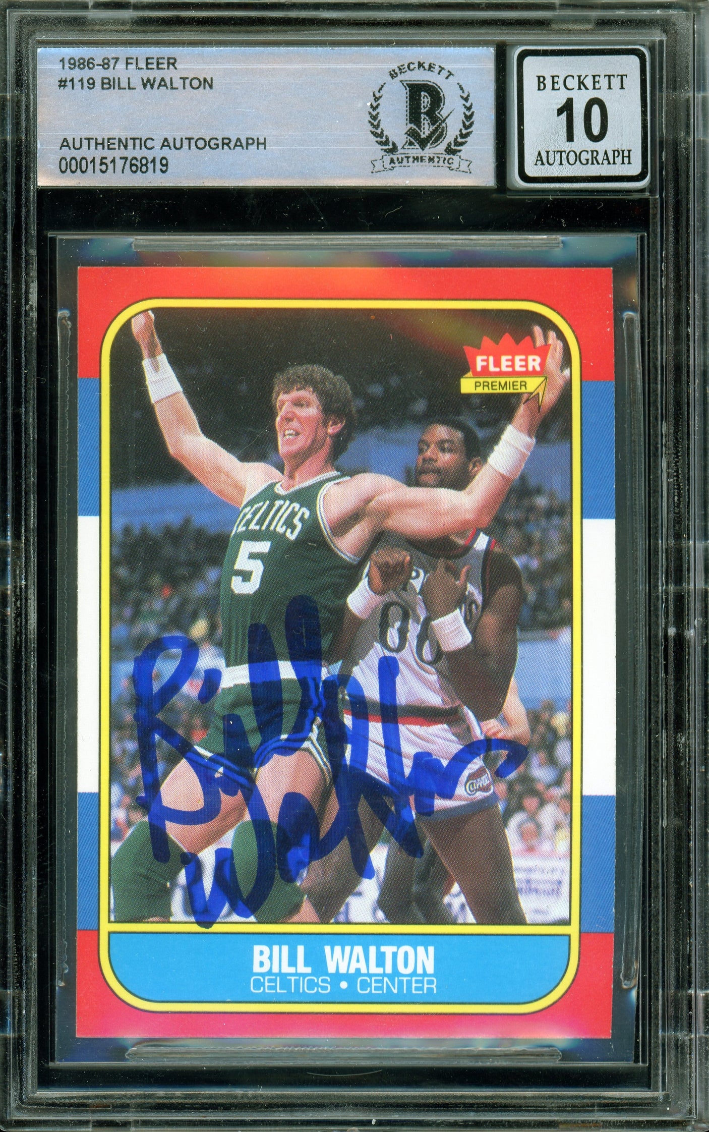 1986-87 Fleer #119 Bill Walton Boston Celtics BGS Autograph 10