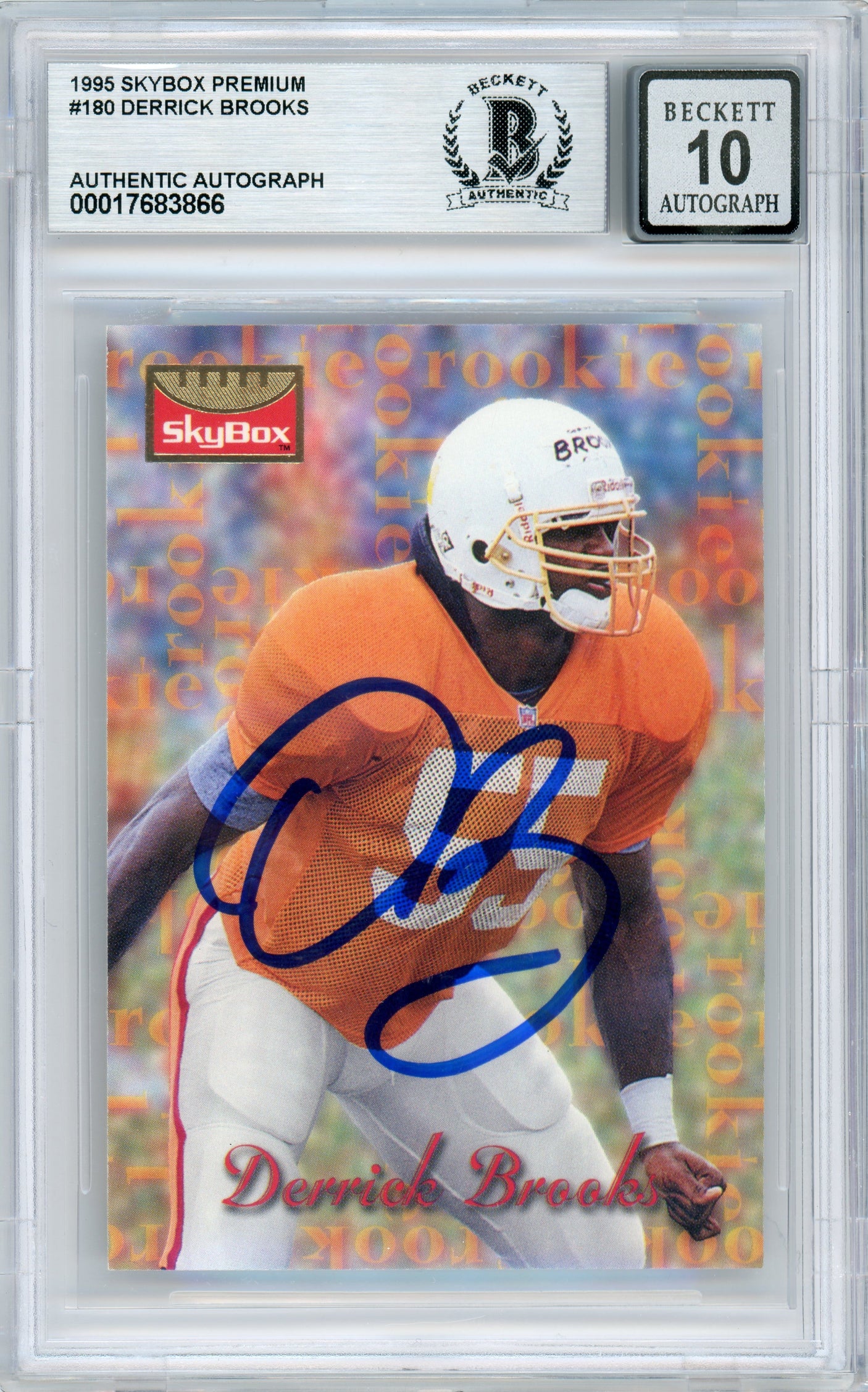 1995 Skybox Premium #180 Derrick Brooks RC Bucs BGS Autograph 10