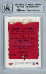 2003 Fleer Ultra Award Winner Memorabilia #AWDB Derrick Brooks Game Used BGS Auto 10