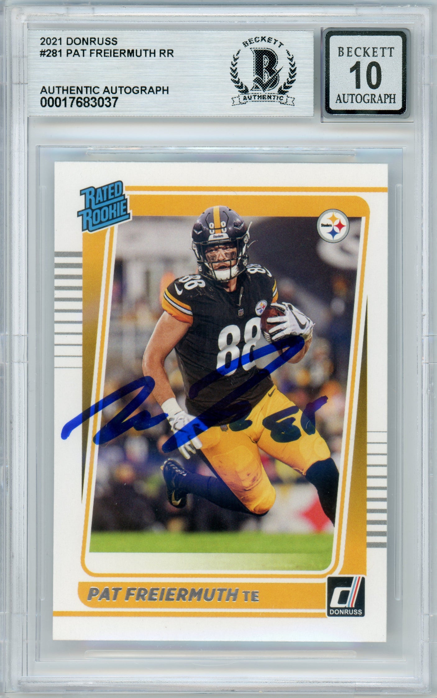 2021 Donruss #281 Pat Freiermuth RC Steelers BGS Autograph 10
