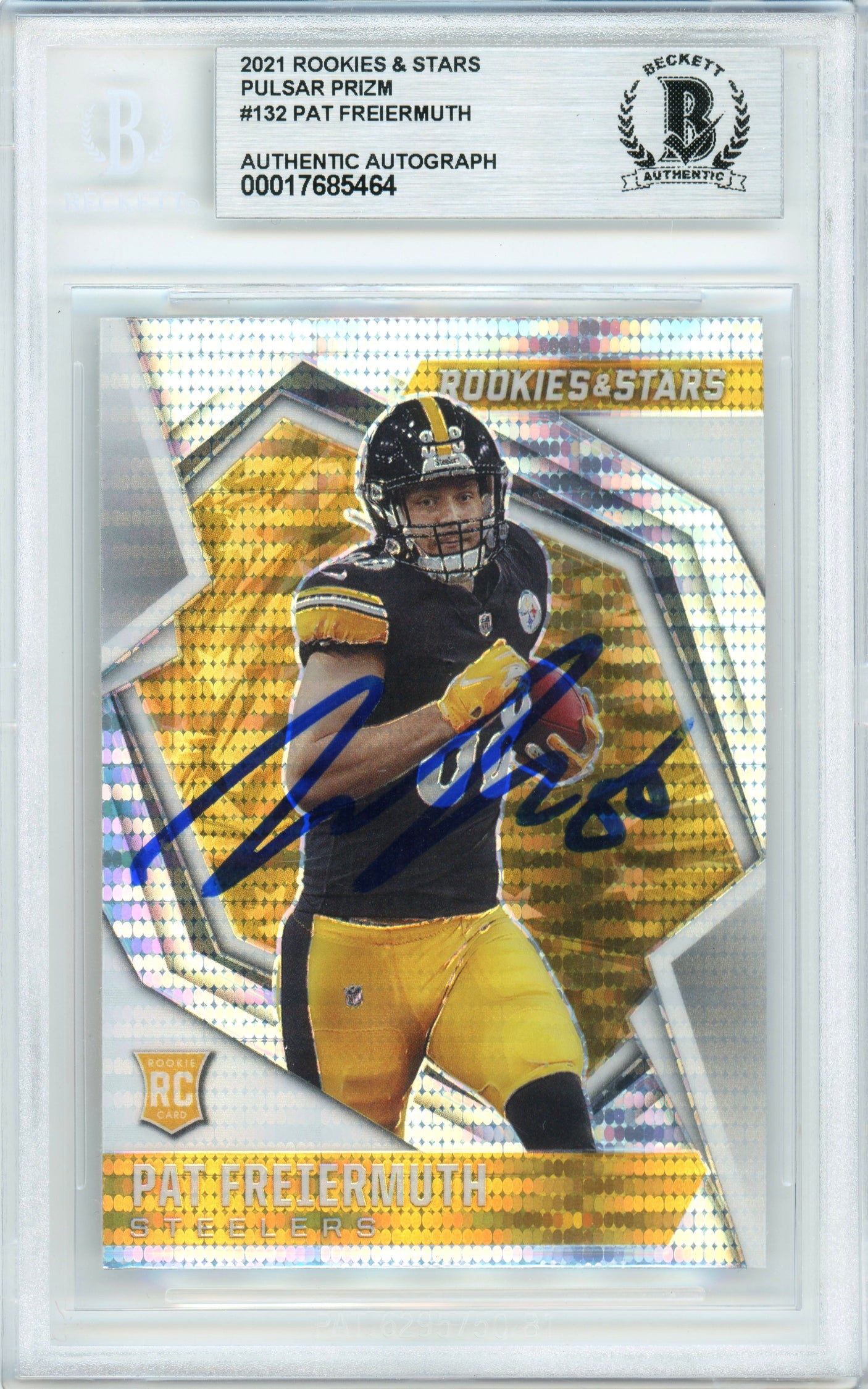 2021 Rookies & Stars Pulsar Prizm #132 Pat Freiermuth RC BGS Autograph