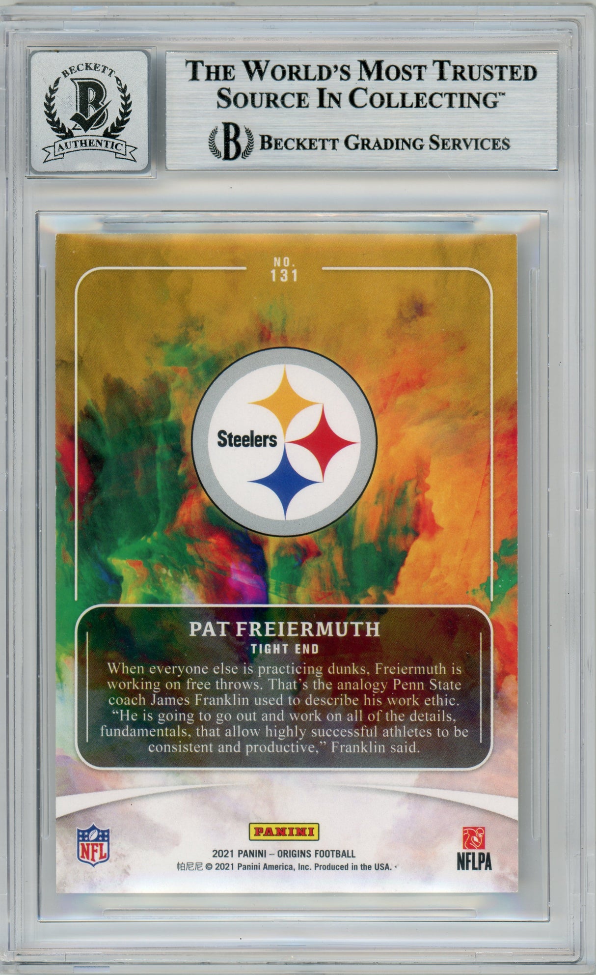 2021 Panini Origins #131 Pat Freiermuth RC Steelers BGS Autograph 10
