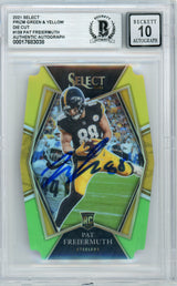 2021 Select Prizm Green & Yellow Die Cut #59 Pat Freiermuth RC BGS Auto 10