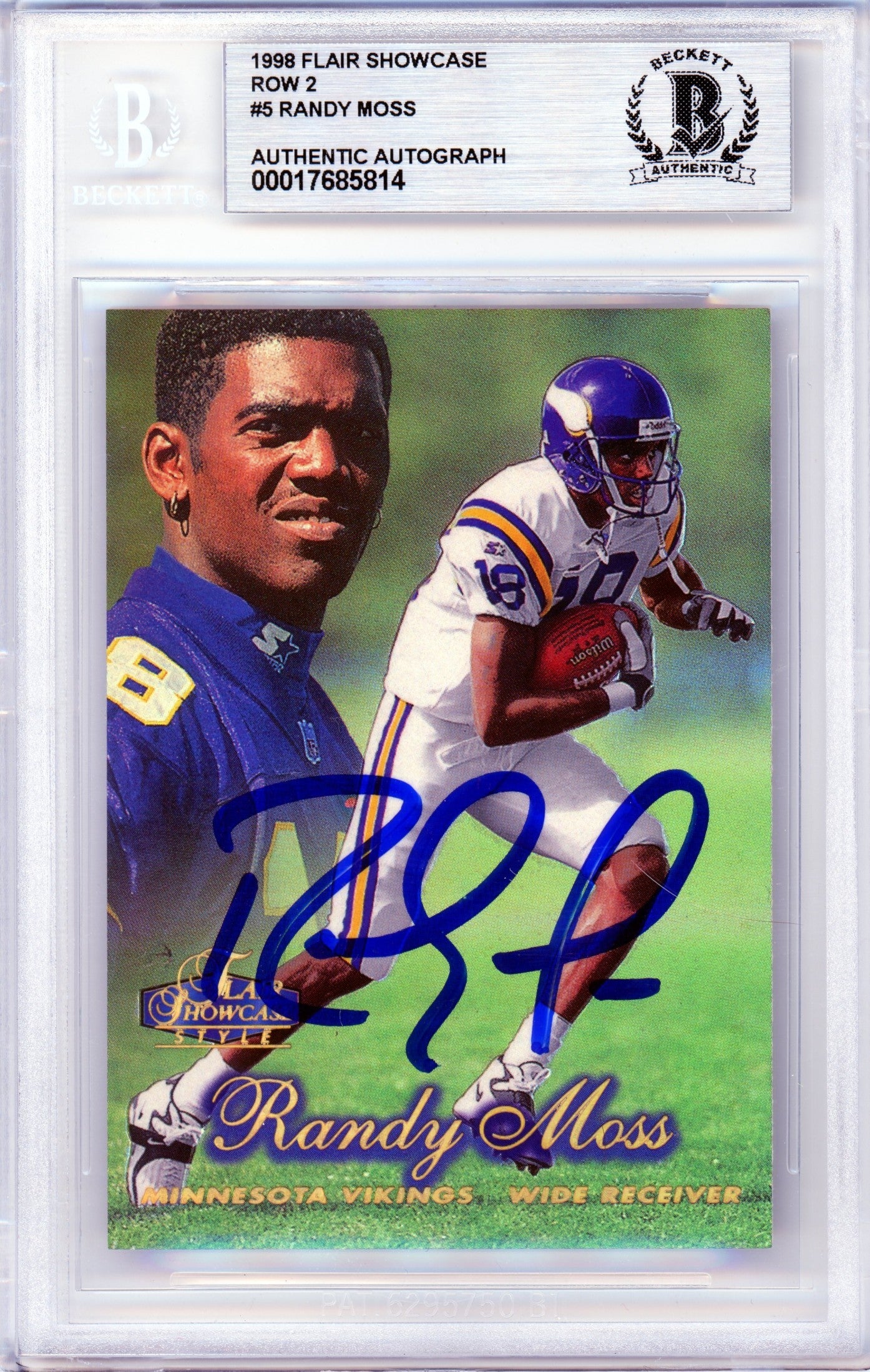 1998 Flair Showcase Row 2 #5 Randy Moss RC Vikings BGS Autograph