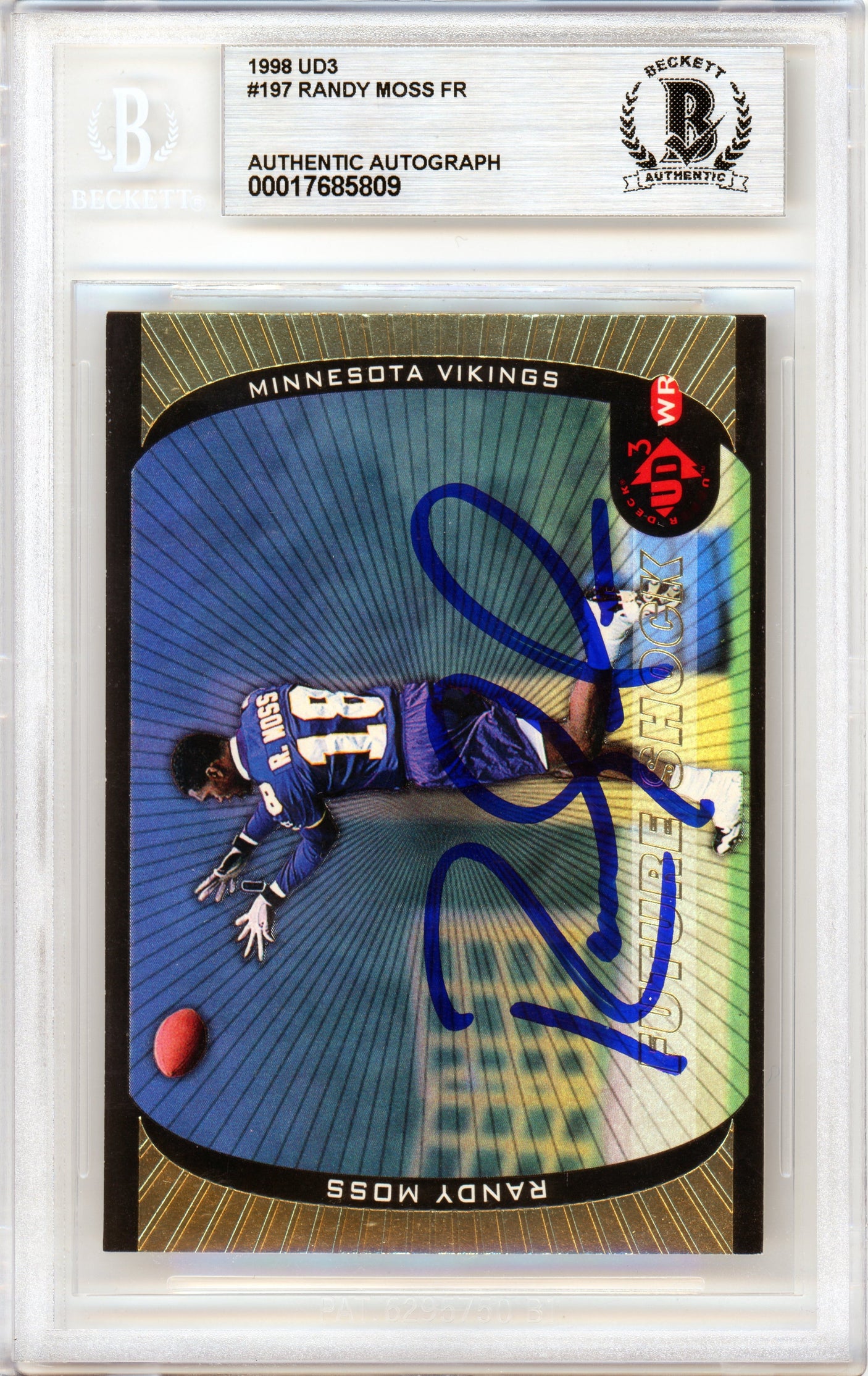 1998 Upper Deck UD3 #197 Randy Moss RC Vikings BGS Autograph