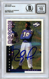 1998 Score #235 Randy Moss RC Vikings BGS Autograph 10