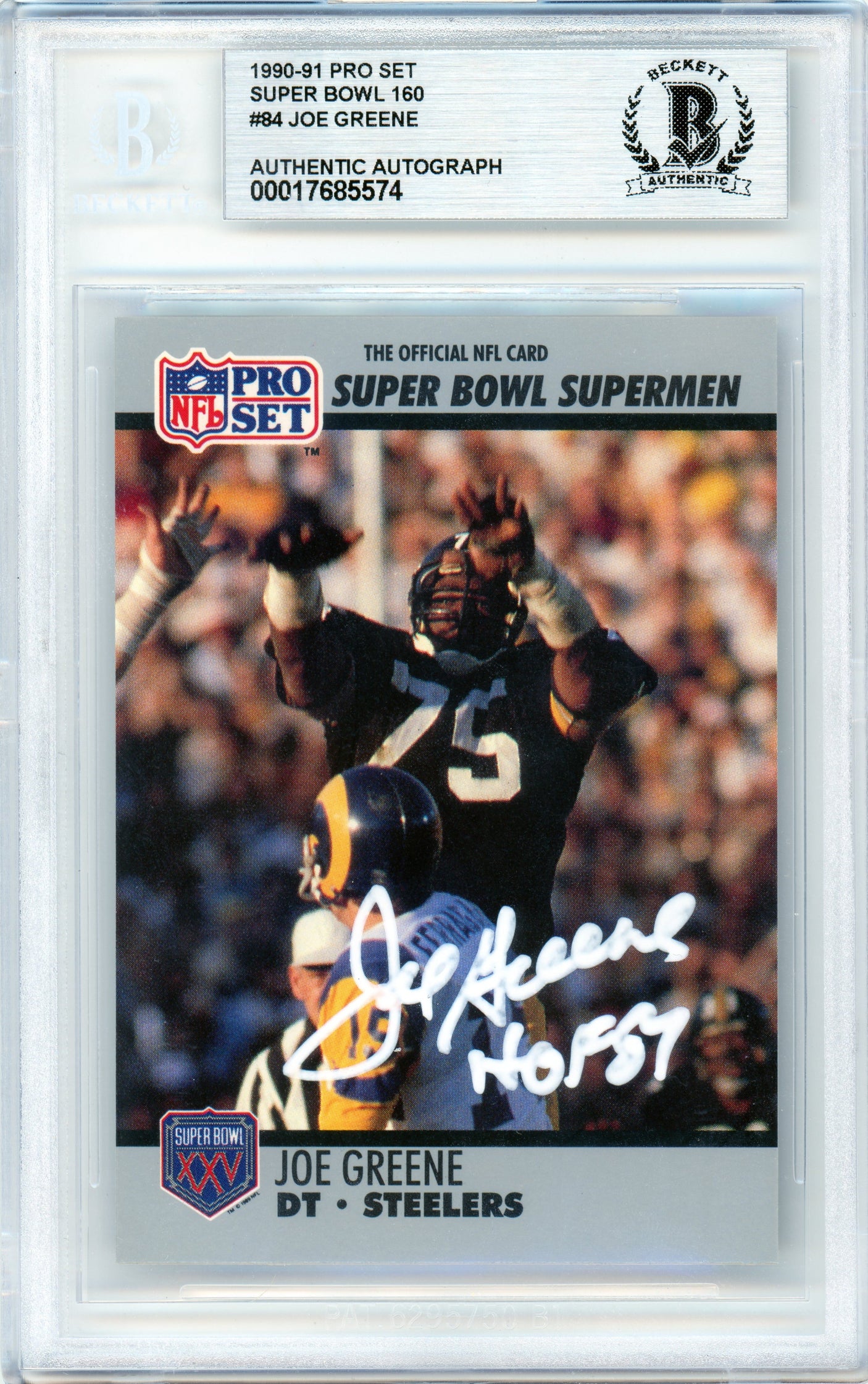 1990-91 Pro Set Super Bowl 160 #84 Joe Greene Steelers BGS Autograph