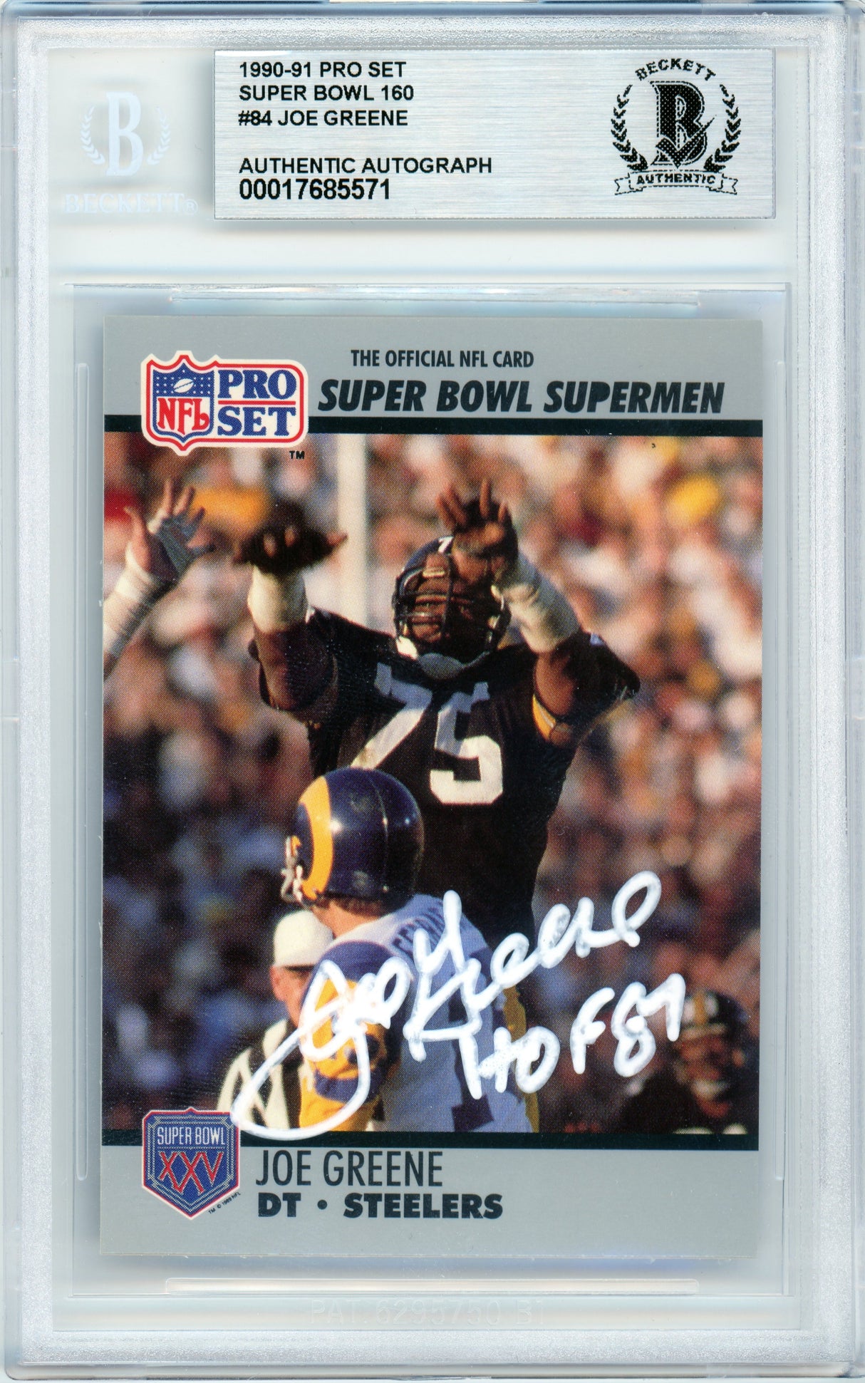 1990-91 Pro Set Super Bowl 160 #84 Joe Greene Steelers BGS Autograph