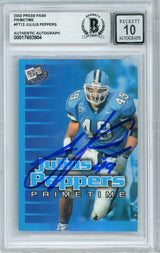 2002 Press Pass Primetime #PT12 Julius Peppers RC Panthers BGS Autograph 10