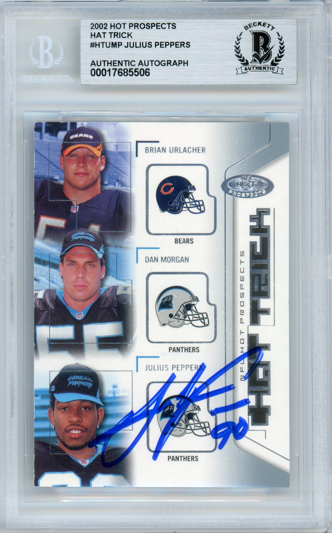 2002 Hot Prospects Hat Trick #HTUMP Julius Peppers RC Panthers BGS Autograph