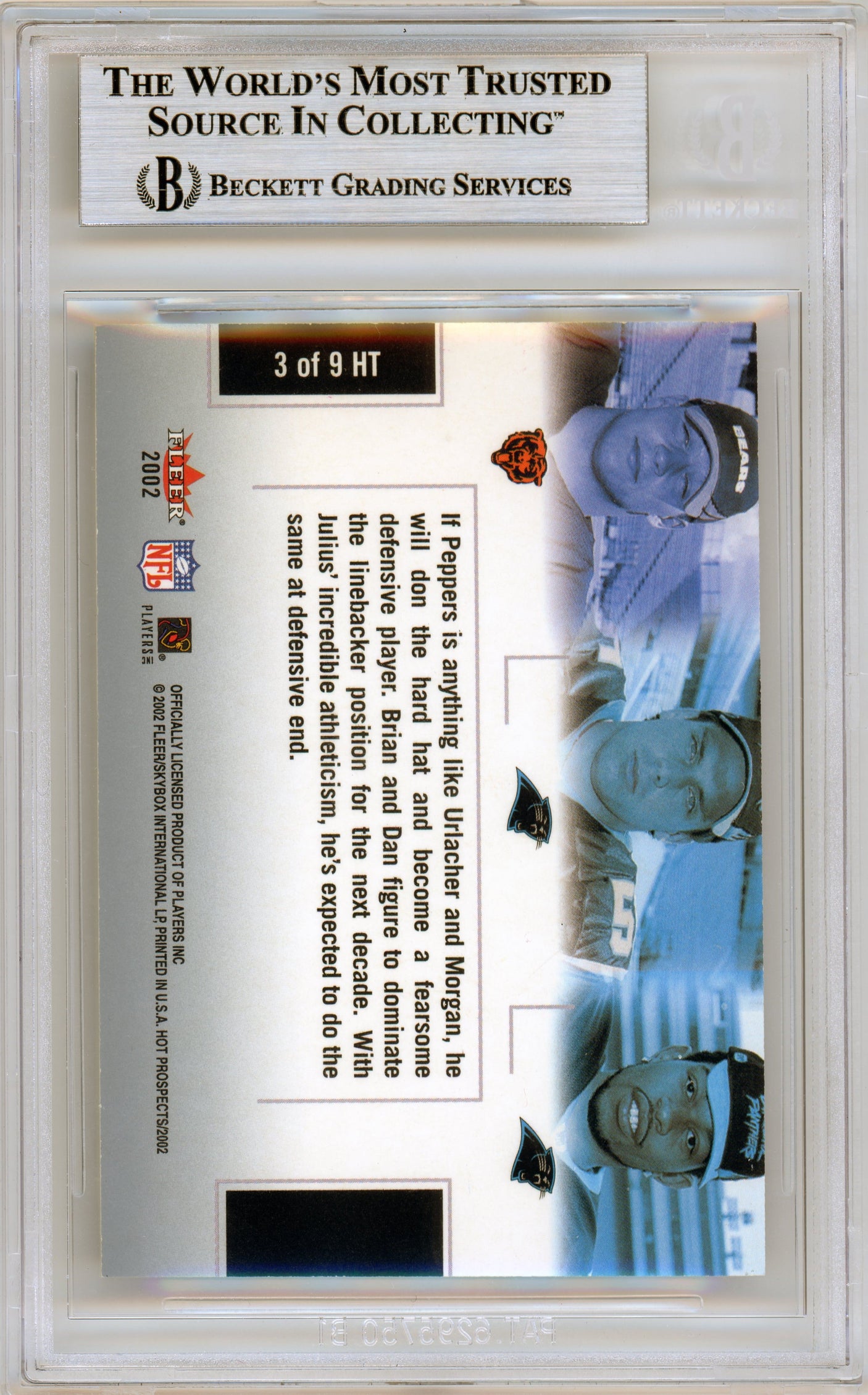 2002 Hot Prospects Hat Trick #HTUMP Julius Peppers RC Panthers BGS Autograph