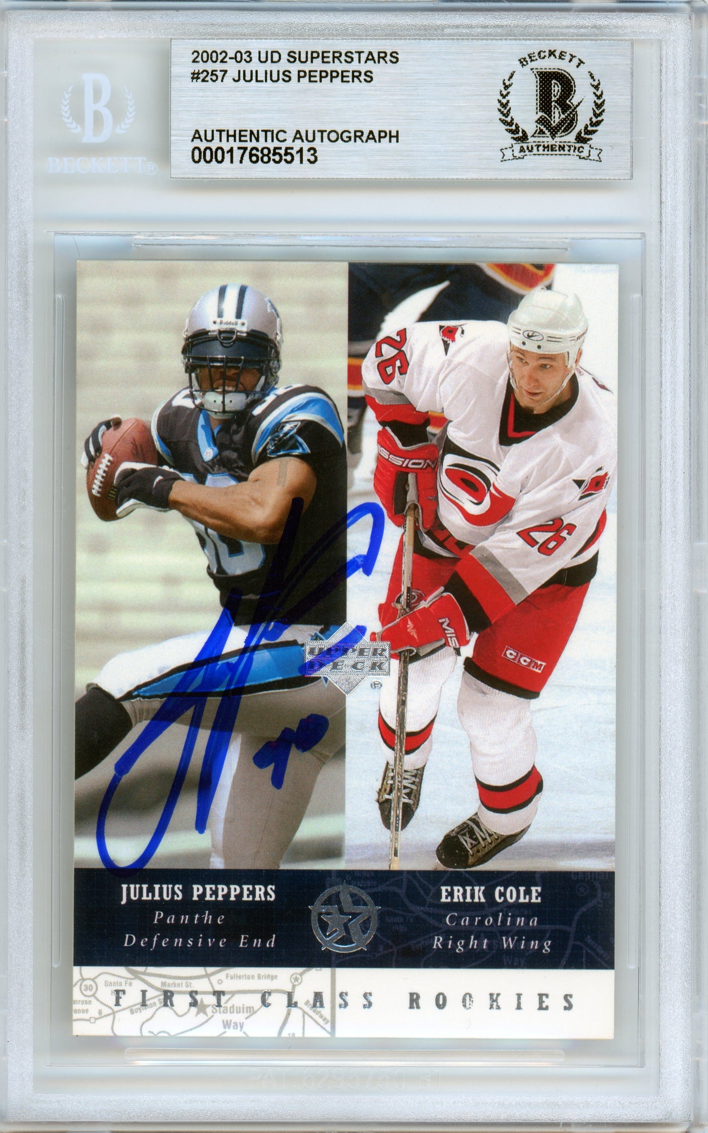 2002-03 UD Superstars #257 Julius Peppers RC Panthers BGS Autograph