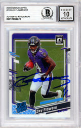 2023 Donruss Optic Rated Rookie #210 Zay Flowers RC Ravens BGS Autograph 10
