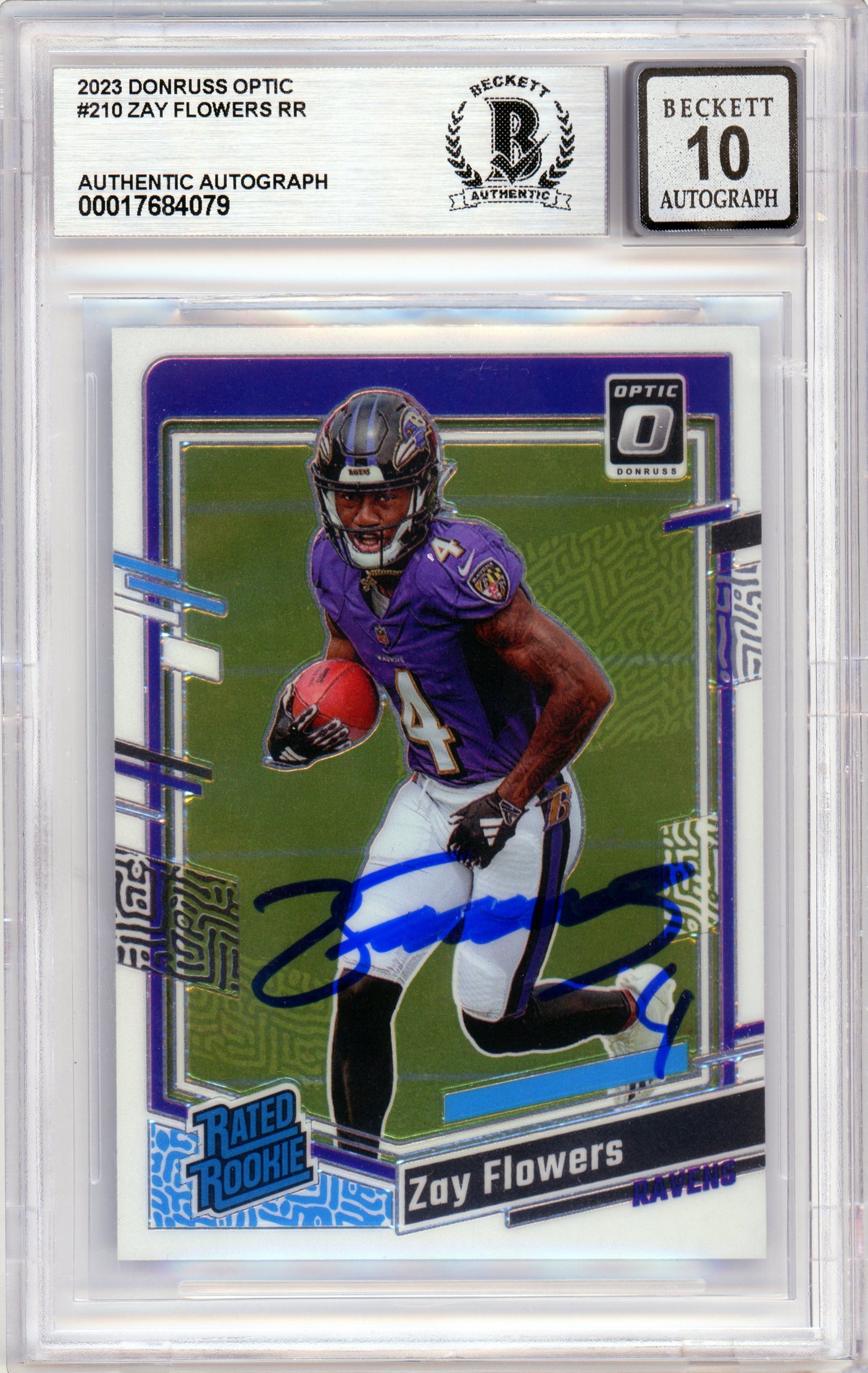 2023 Donruss Optic Rated Rookie #210 Zay Flowers RC Ravens BGS Autograph 10