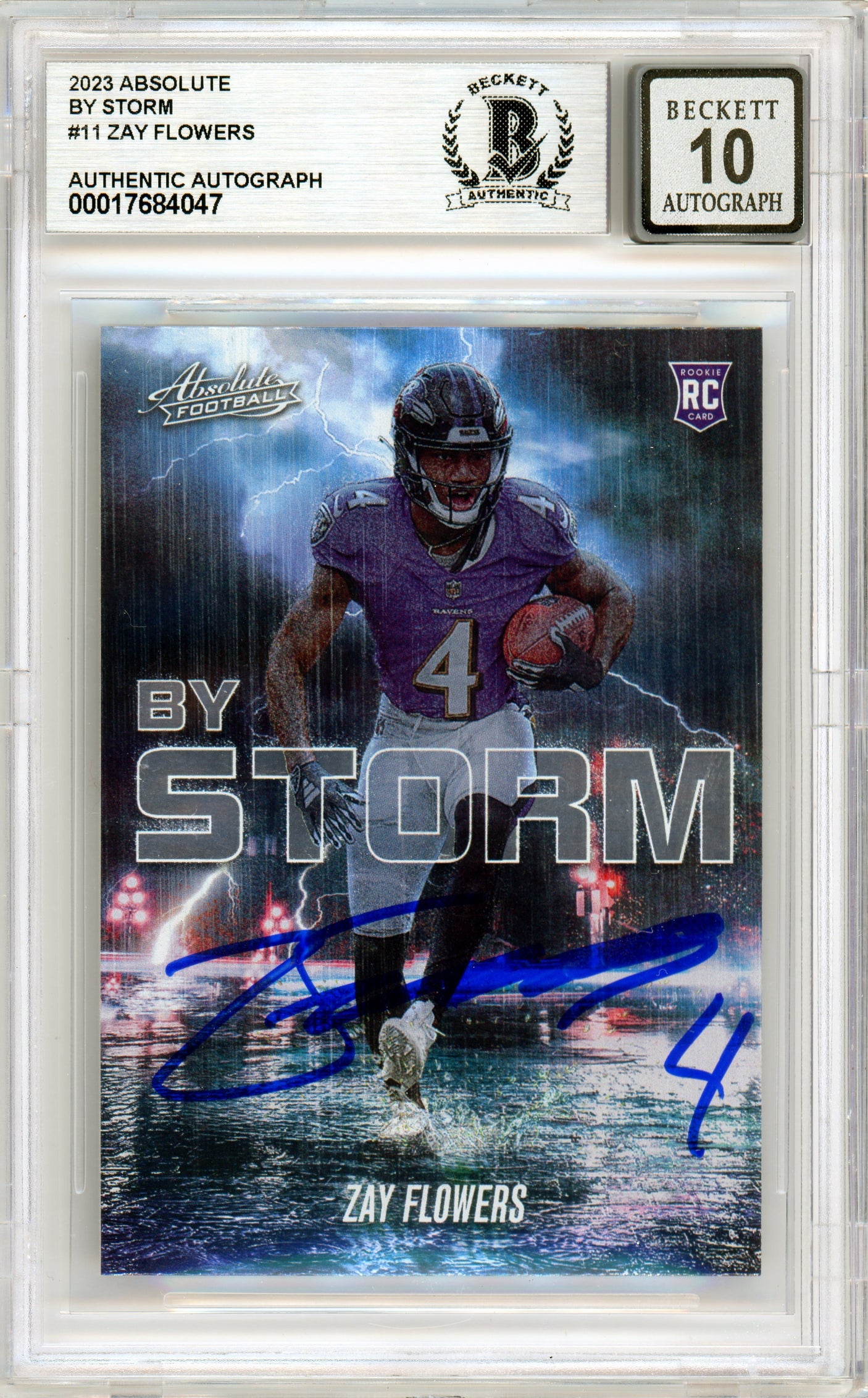 2023 Panini Absolute By Storm #11 Zay Flowers RC Ravens BGS Autograph 10