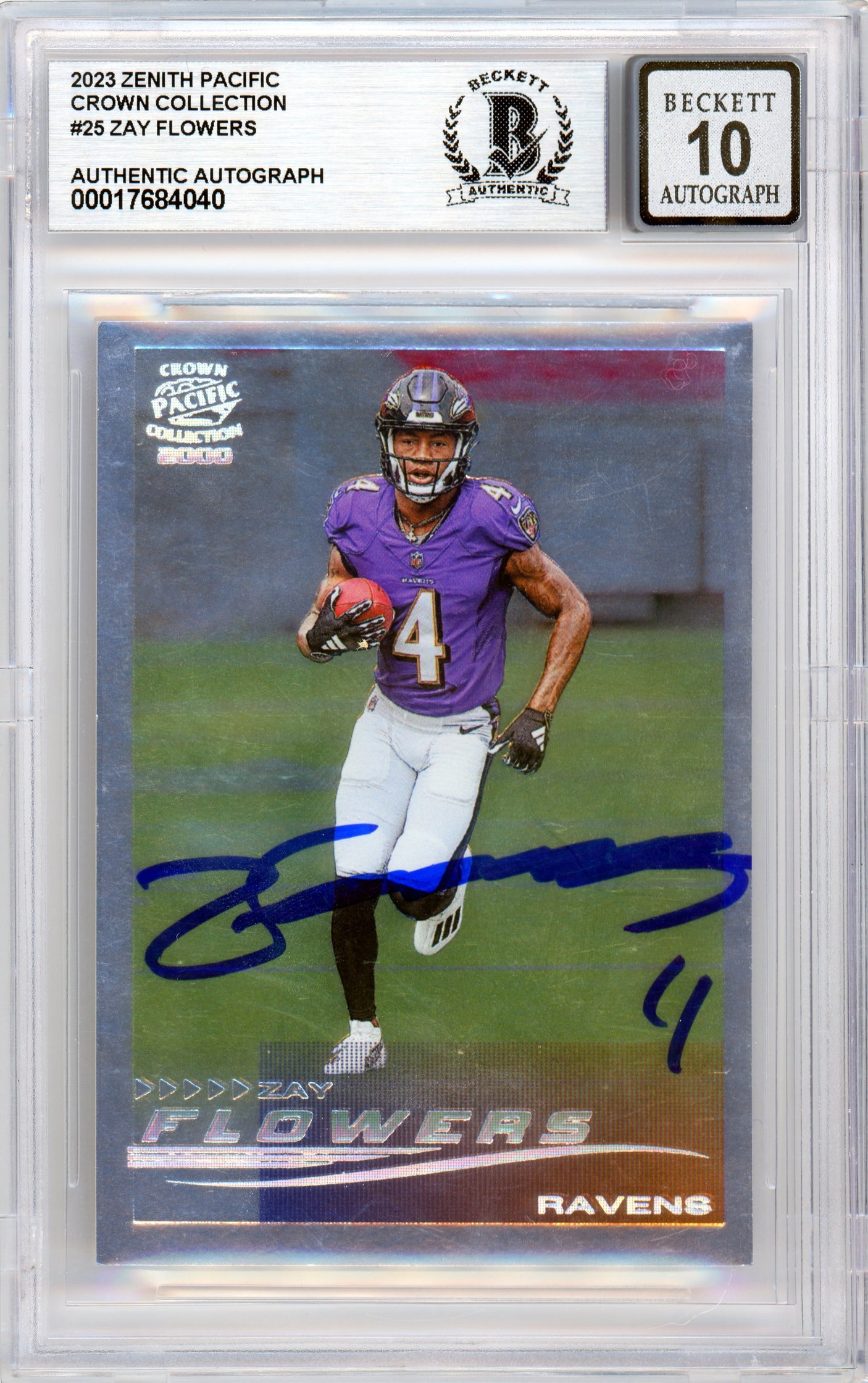 2023 Zenith Pacific Crown Collection #25 Zay Flowers BGS Autograph 10