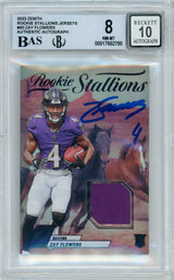 2023 Zenith Rookie Stallions Jerseys #40 Zay Flowers RC Ravens BGS 8 Auto 10