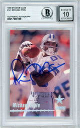 1999 Stadium Club #141 Michael Irvin Dallas Cowboys BGS Autograph 10
