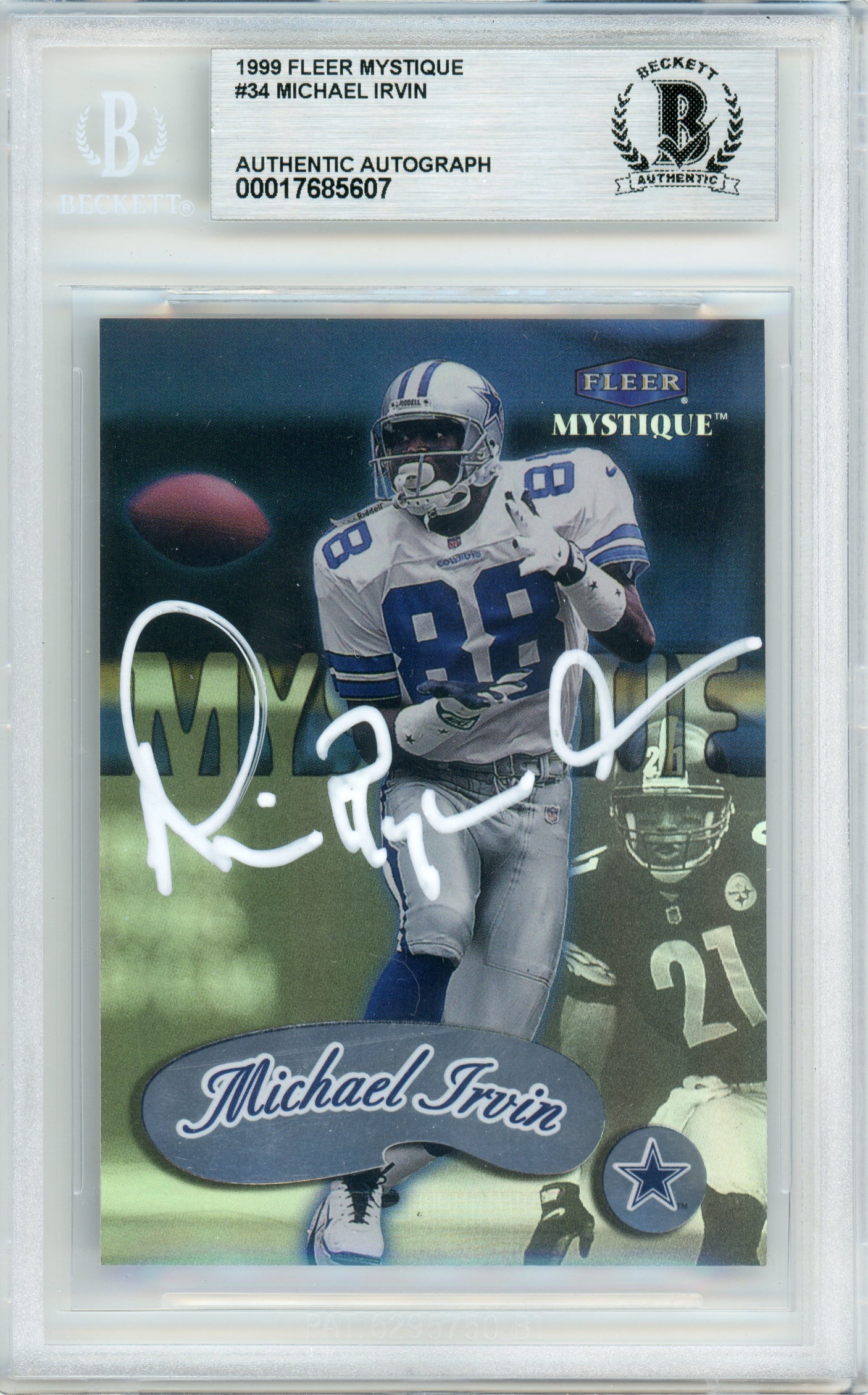 1999 Fleer Mystique #34 Michael Irvin Dallas Cowboys BGS Autograph