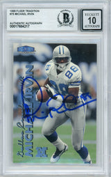 1999 Fleer Tradition #75 Michael Irvin Dallas Cowboys BGS Autograph 10