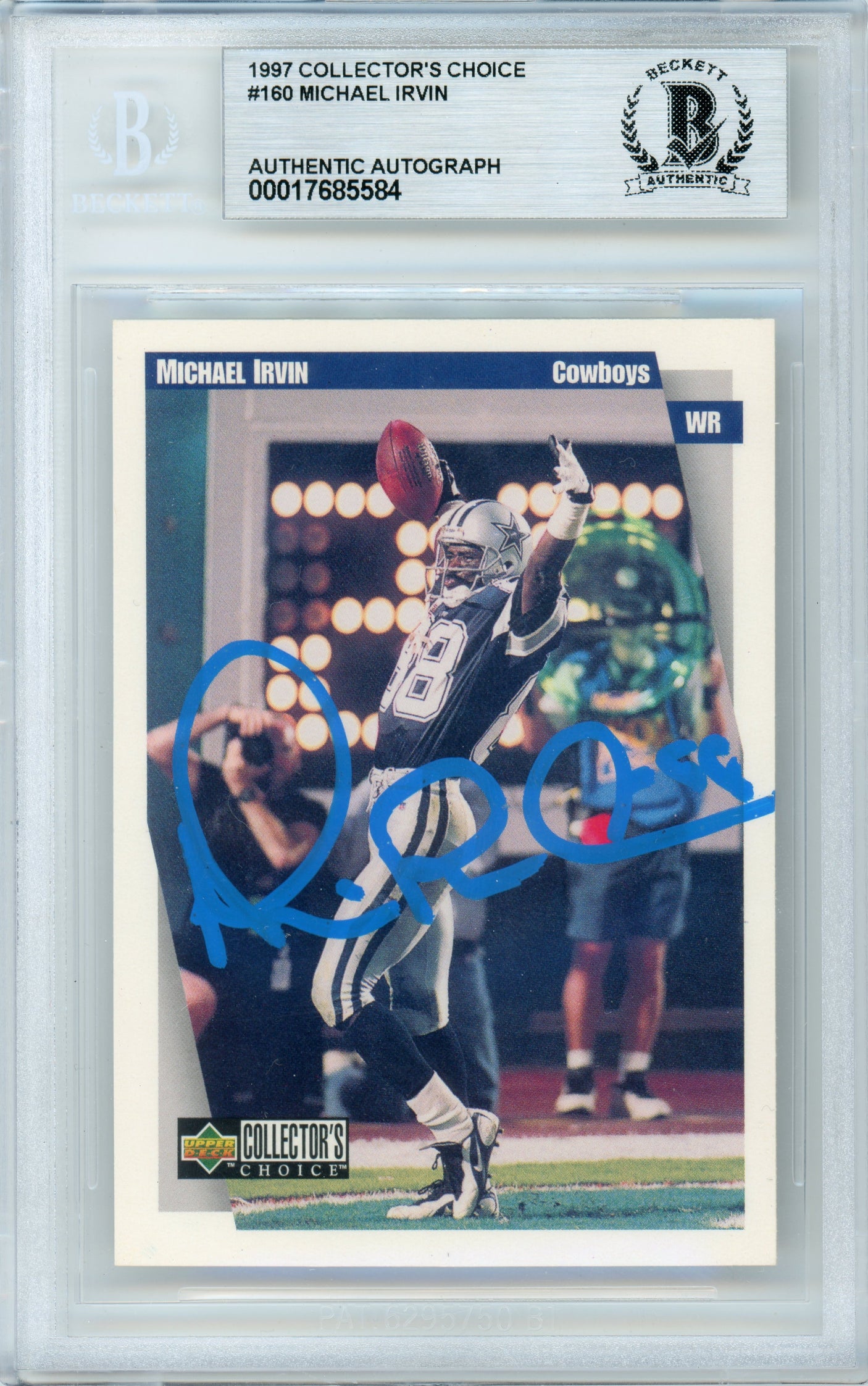 1997 Collector's Choice #160 Michael Irvin Dallas Cowboys BGS Autograph 10
