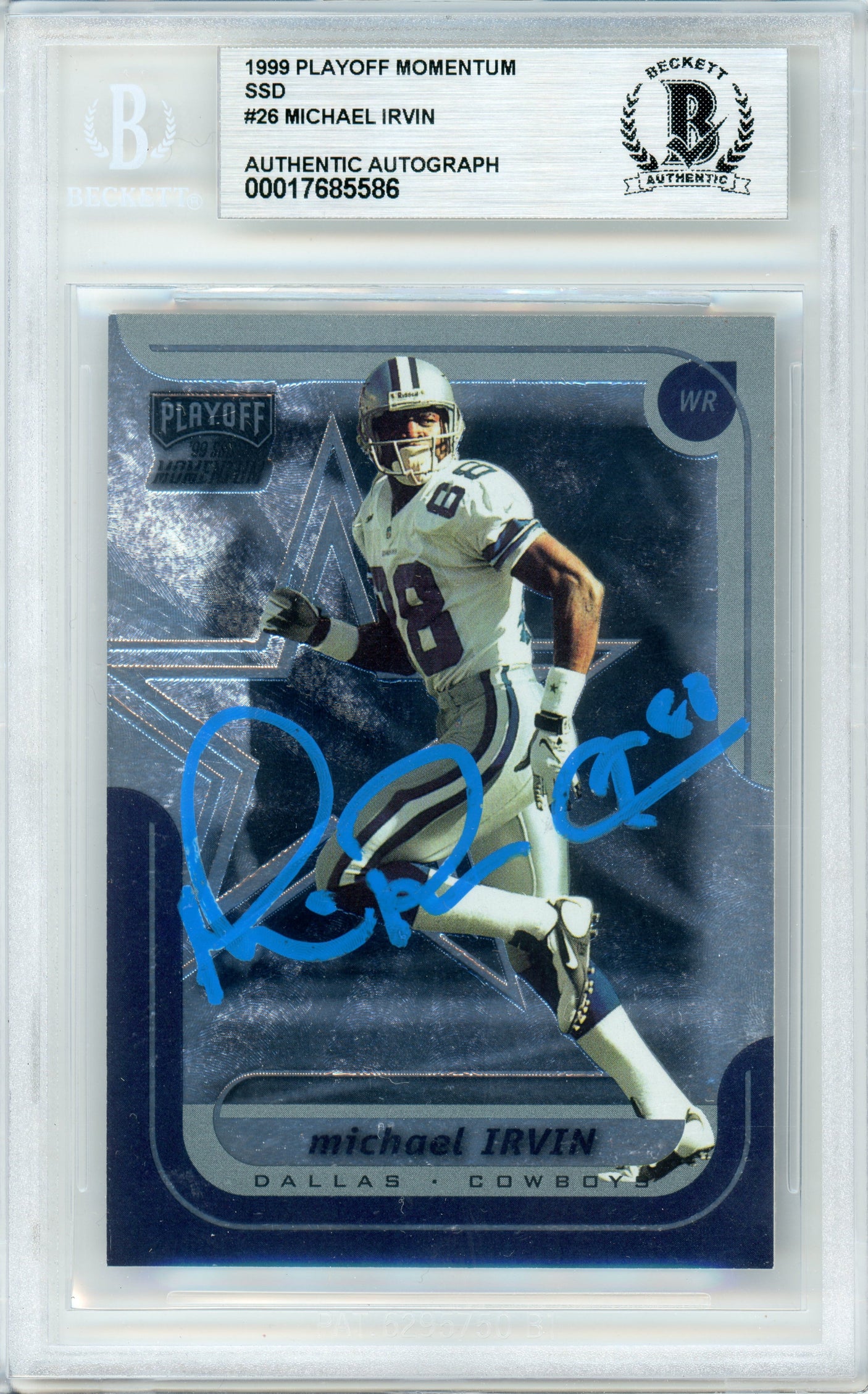 1999 Playoff Momentum SSD #26 Michael Irvin Dallas Cowboys BGS Autograph