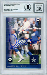 1999 Leaf Rookies & Stars #53 Michael Irvin Dallas Cowboys BGS Autograph 10