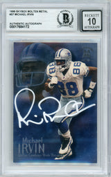 1999 Skybox Molten Metal #57 Michael Irvin Dallas Cowboys BGS Autograph 10