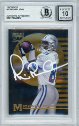 1997 Zenith #97 Michael Irvin Dallas Cowboys BGS Autograph 10