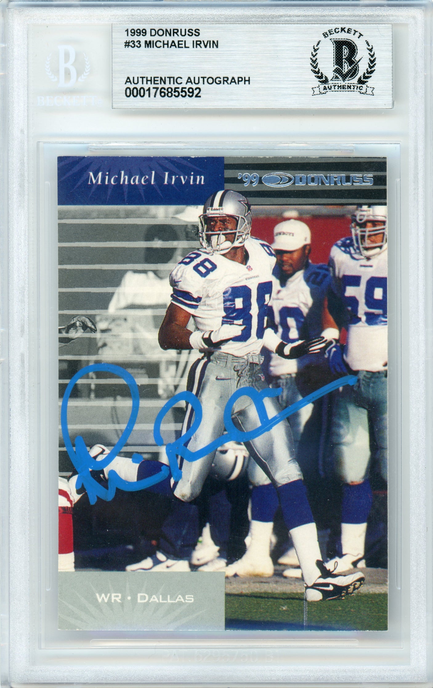 1999 Donruss #33 Michael Irvin Dallas Cowboys BGS Autograph