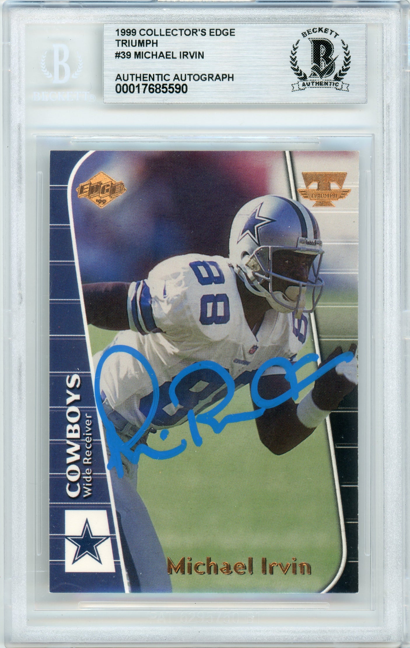 1999 Collector's Edge Triumph #39 Michael Irvin Dallas Cowboys BGS Autograph